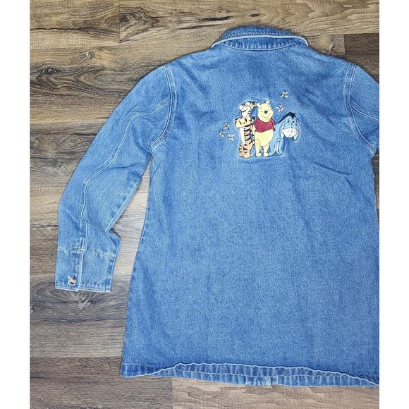 Vintage Disney Winnie the Pooh Embroidered Long Denim Jacket Women’s Size Large - Picture 16 of 16